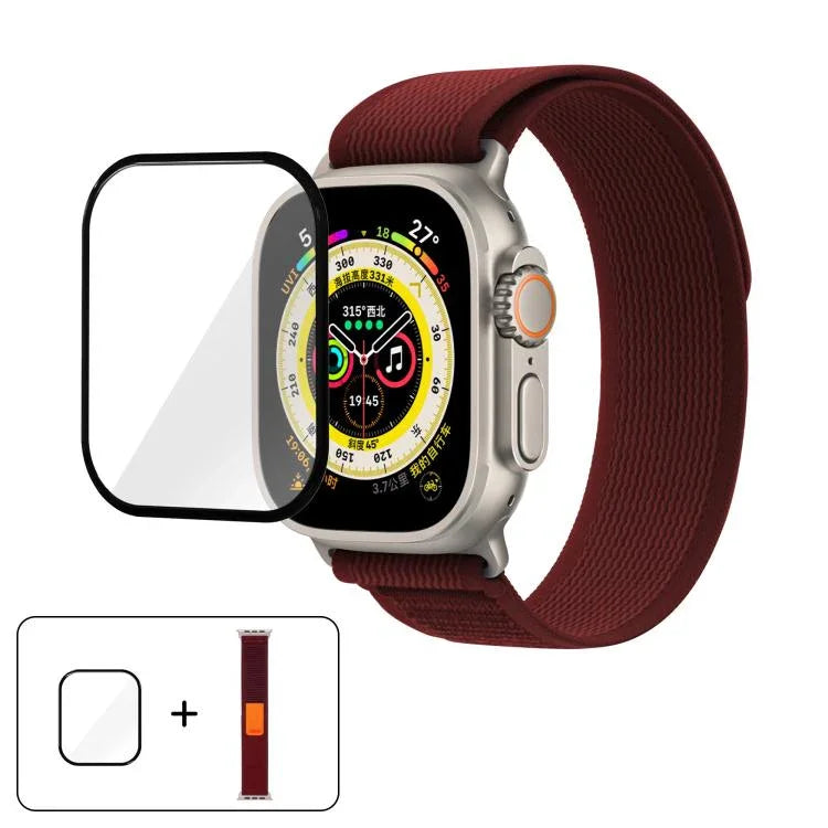Wild Path Loop Nylon Watch Band with 3D Curved Film, For Apple Watch Series 10 46mm, For Apple Watch Series 10 42mm, For Apple Watch 6 / 5 / 4 / SE 44mm
