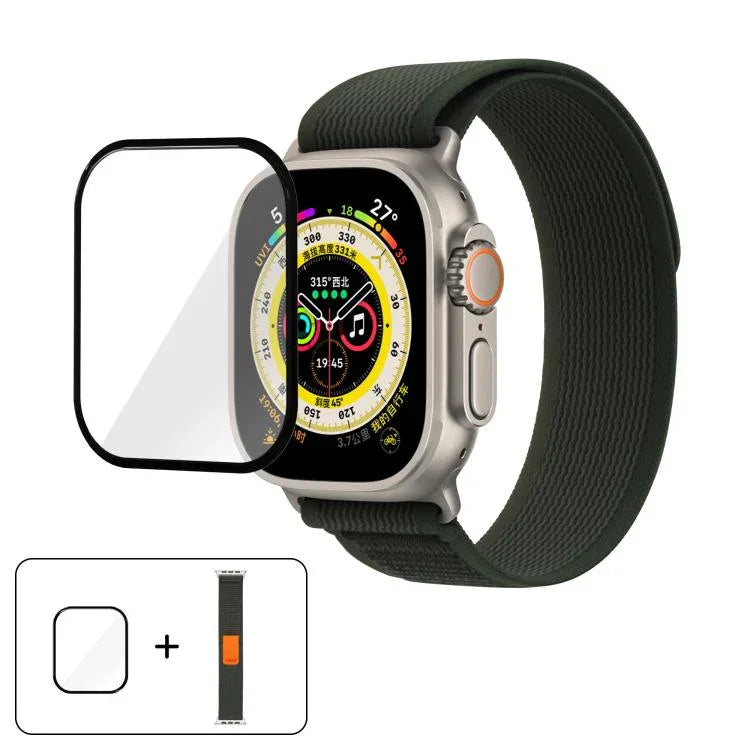 Wild Path Loop Nylon Watch Band with 3D Curved Film, For Apple Watch Series 10 46mm, For Apple Watch Series 10 42mm, For Apple Watch 6 / 5 / 4 / SE 44mm