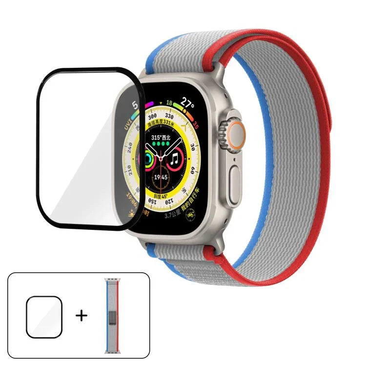 Wild Path Loop Nylon Watch Band with 3D Curved Film, For Apple Watch 6 / 5 / 4 / SE 40mm, For Apple Watch Ultra / 2 49mm, For Apple Watch Series 9 / 8 / 7 45mm