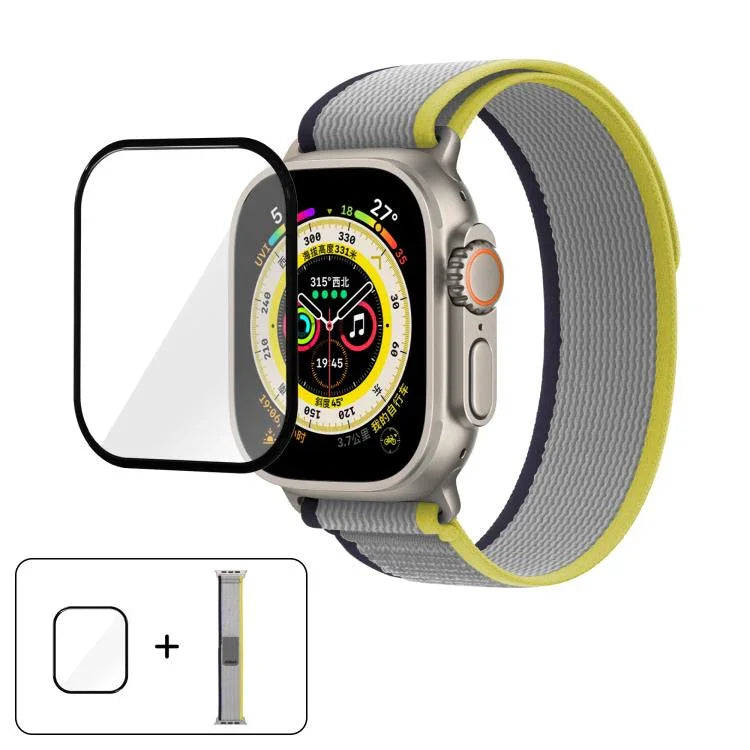 Wild Path Loop Nylon Watch Band with 3D Curved Film, For Apple Watch Series 9 / 8 / 7 41mm, For Apple Watch 3 / 2 / 1 38mm, For Apple Watch 3 / 2 / 1 42mm