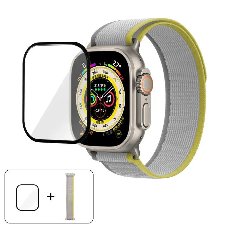 Wild Path Loop Nylon Watch Band with 3D Curved Film, For Apple Watch 6 / 5 / 4 / SE 40mm, For Apple Watch Ultra / 2 49mm, For Apple Watch Series 9 / 8 / 7 45mm