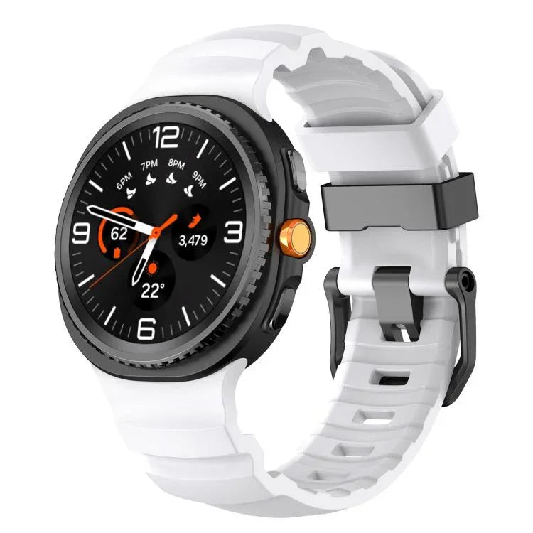 Black Buckle Sports Silicone Watch Band, For Samsung Galaxy Watch8 / Watch8 Classic