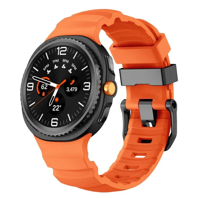 Black Buckle Sports Silicone Watch Band, For Samsung Galaxy Watch8 / Watch8 Classic