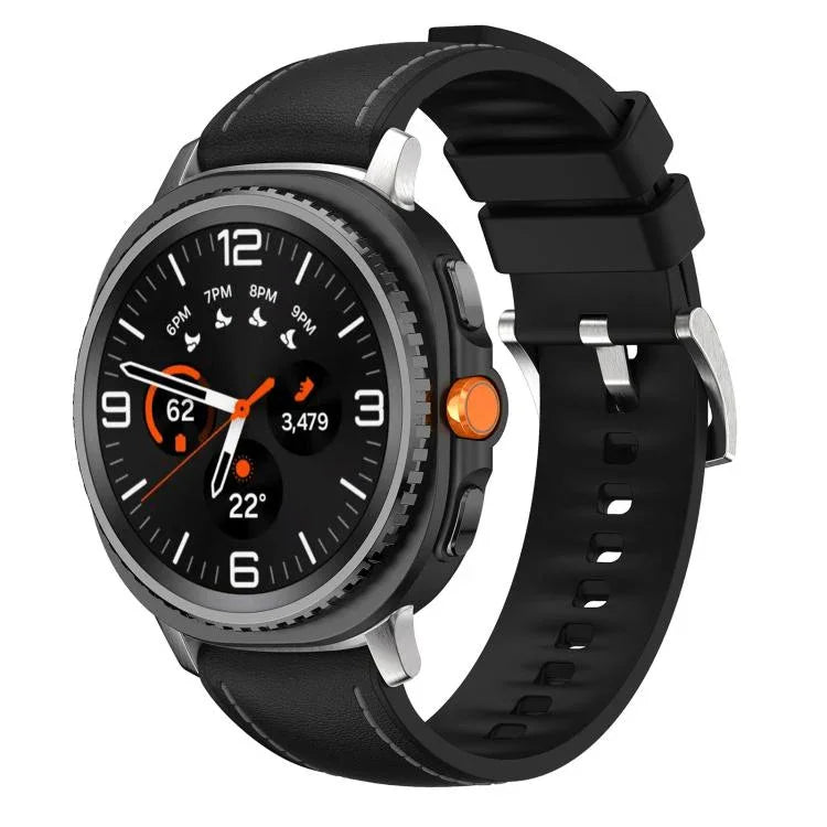 Silicone Hybrid Leather Skin Watch Band, For Samsung Galaxy Watch8 / Watch8 Classic