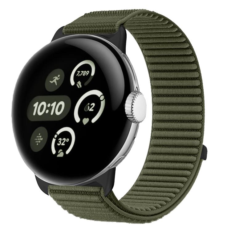 Woven Nylon Hook And Loop Fastener Metal Interface Watch Band, For Google Pixel Watch 4 / Watch 3 45mm, For Google Pixel Watch 4 / 3 / 2 / 1 41mm
