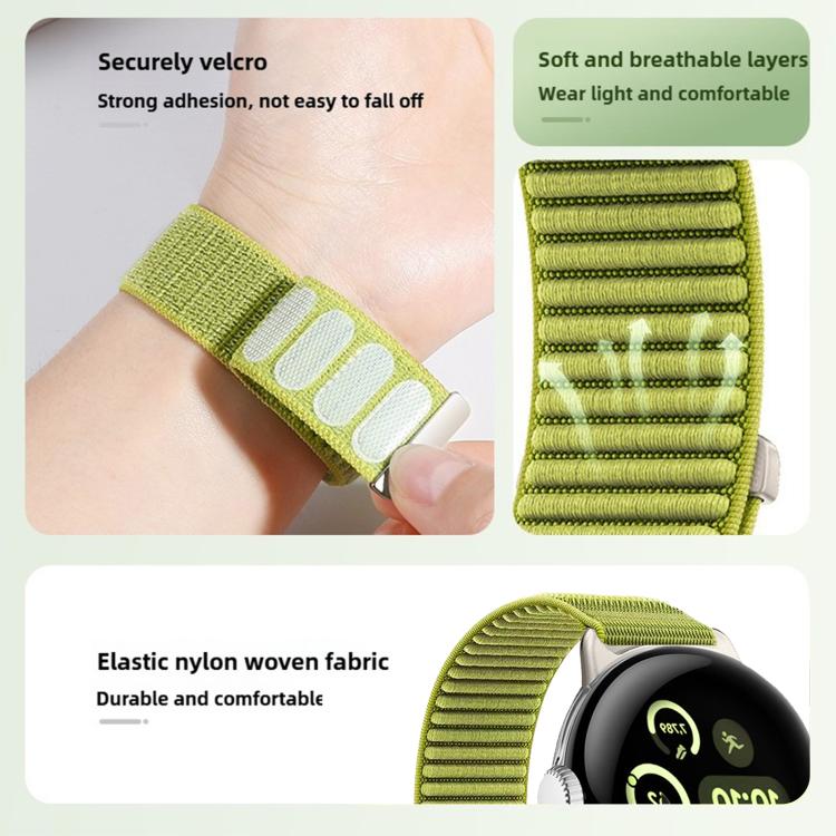 Woven Nylon Hook And Loop Fastener Metal Interface Watch Band, For Google Pixel Watch 4 / Watch 3 45mm, For Google Pixel Watch 4 / 3 / 2 / 1 41mm