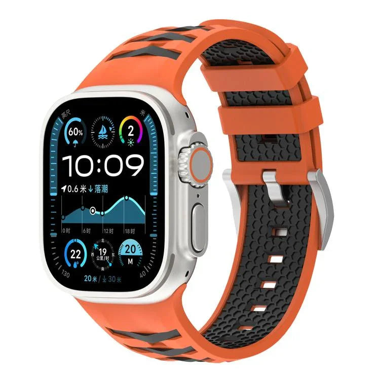 Tire Texture Two-Color Silicone Watch Band, For Apple Watch 46mm / 49mm / 45mm / 44mm, For Apple Watch 42mm / 41mm / 40mm / 38mm