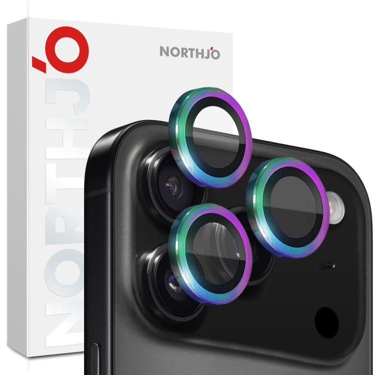 NORTHJO Camera Lens Protector CD Metal Ring Tempered Glass Film, For iPhone 17 Pro / 17 Pro Max