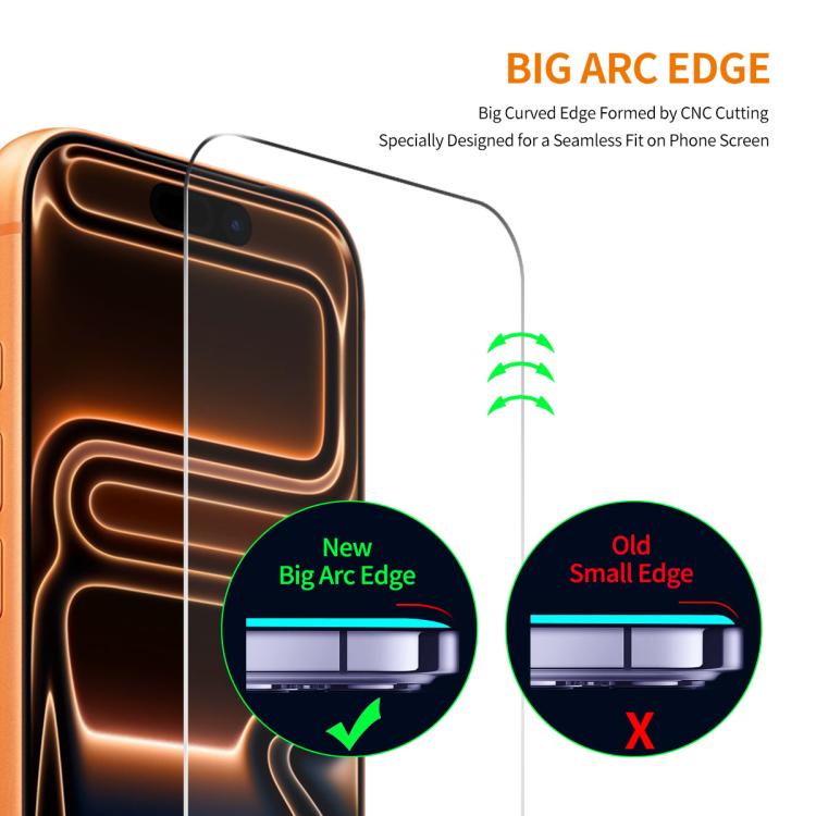 2pcs ENKAY Thickened Glue No White Edge 9H Big Arc Edge High Aluminum-silicon Tempered Glass Film, For iPhone 18 Pro, For iPhone 18 Pro Max, For iPhone 17 Pro Max, For iPhone 17 Pro, For iPhone 17, For iPhone Air