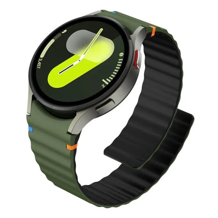 Wavy Grain Stitched Magnetic Silicone Watch Band, For Samsung Galaxy Watch 7 / 6 / 5 / 4
