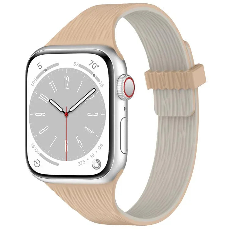 Water Wood Grain Small Waist Magnetic Silicone Watch Band, For Apple Watch 46mm / 49mm / 45mm / 44mm, For Apple Watch 42mm / 41mm / 40mm / 38mm