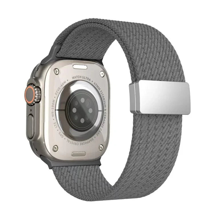 Single Color Magnetic Snap Four Strand Elastic Nylon Watch Band, For Apple Watch 46mm / 49mm / 45mm / 44mm, For Apple Watch 42mm / 41mm / 40mm / 38mm