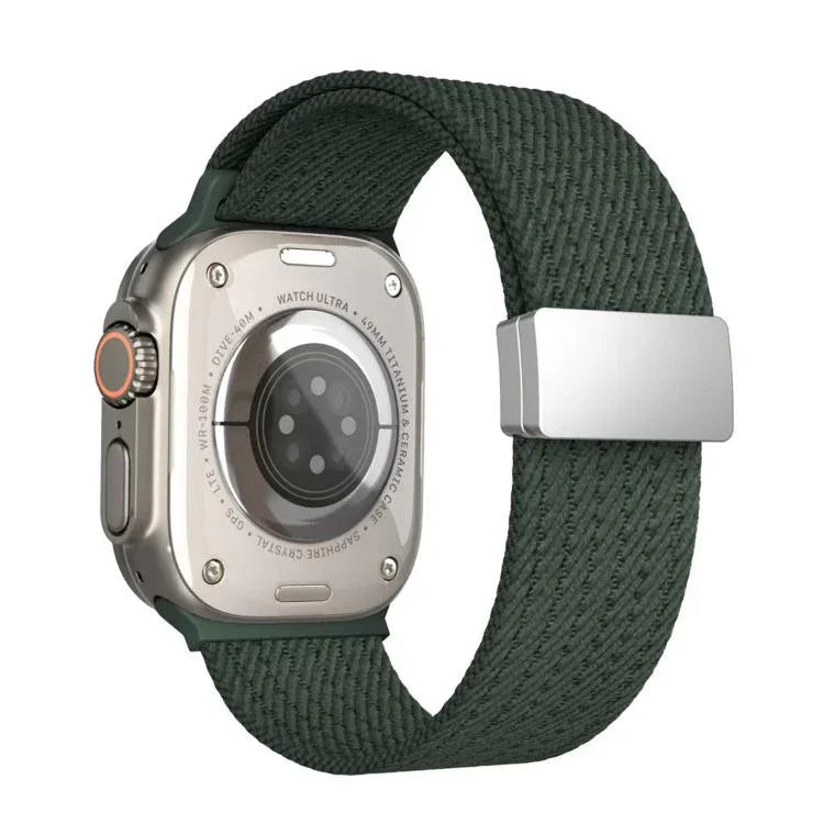 Single Color Magnetic Snap Four Strand Elastic Nylon Watch Band, For Apple Watch 46mm / 49mm / 45mm / 44mm, For Apple Watch 42mm / 41mm / 40mm / 38mm