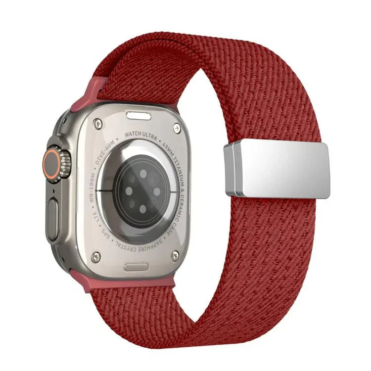 Single Color Magnetic Snap Four Strand Elastic Nylon Watch Band, For Apple Watch 46mm / 49mm / 45mm / 44mm, For Apple Watch 42mm / 41mm / 40mm / 38mm