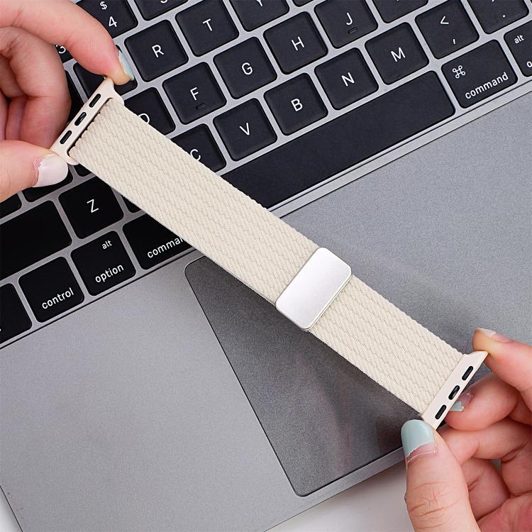 Single Color Magnetic Snap Four Strand Elastic Nylon Watch Band, For Apple Watch 46mm / 49mm / 45mm / 44mm, For Apple Watch 42mm / 41mm / 40mm / 38mm