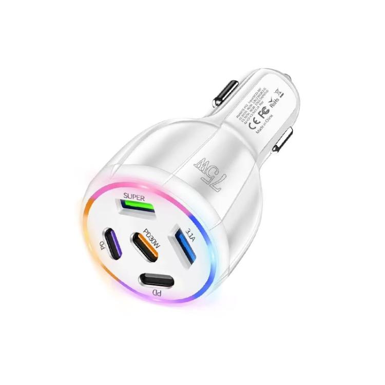 TE-P51 75W USB-C x 3 + USB x 2 Multi Port Car Charger, TE-P51