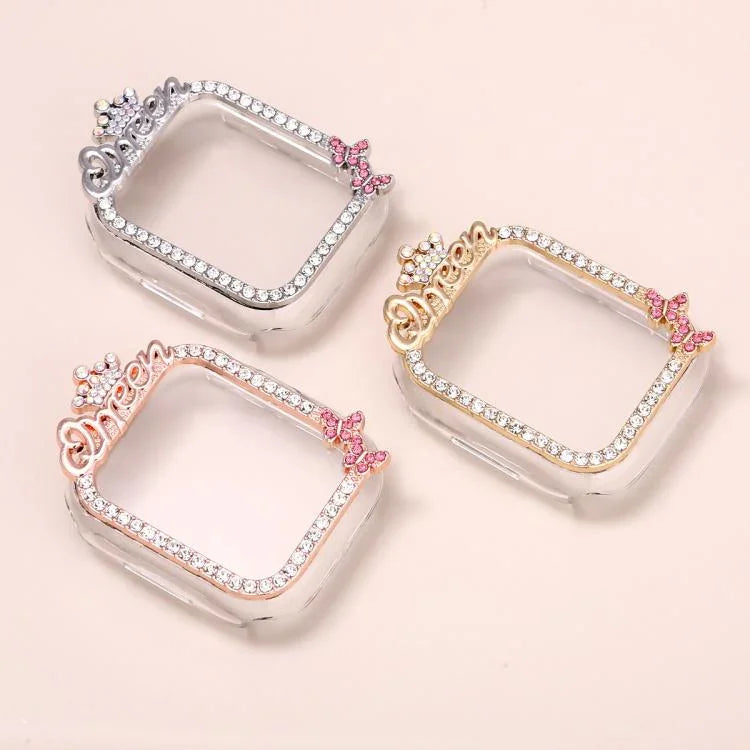 Crown-style Single Diamond Hollow PC Watch Shell, For Apple Watch Series 6 / 5 / 4 & SE 44mm, For Apple Watch Series 6 / 5 / 4 & SE 40mm, For Apple Watch Series 10 / 11 46mm, For Apple Watch Series 10 / 11 42mm, For Apple Watch Series 9 / 8 / 7 45mm   ...
