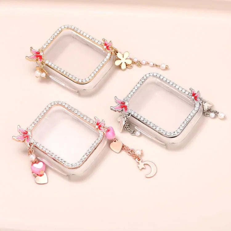 Tassel Butterfly Single Diamond Hollow PC Watch Shell, For Apple Watch Series 6 / 5 / 4 & SE 44mm, For Apple Watch Series 6 / 5 / 4 & SE 40mm, For Apple Watch Series 9 / 8 / 7 45mm, For Apple Watch Series 9 / 8 / 7 41mm