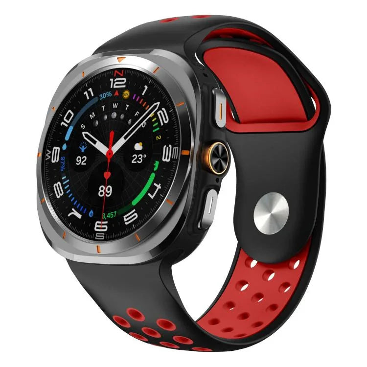 Two Color Round Holes Reverse Buckle Silicone Watch Band, For Samsung Galaxy Watch Ultra 47mm / Ultra 2025