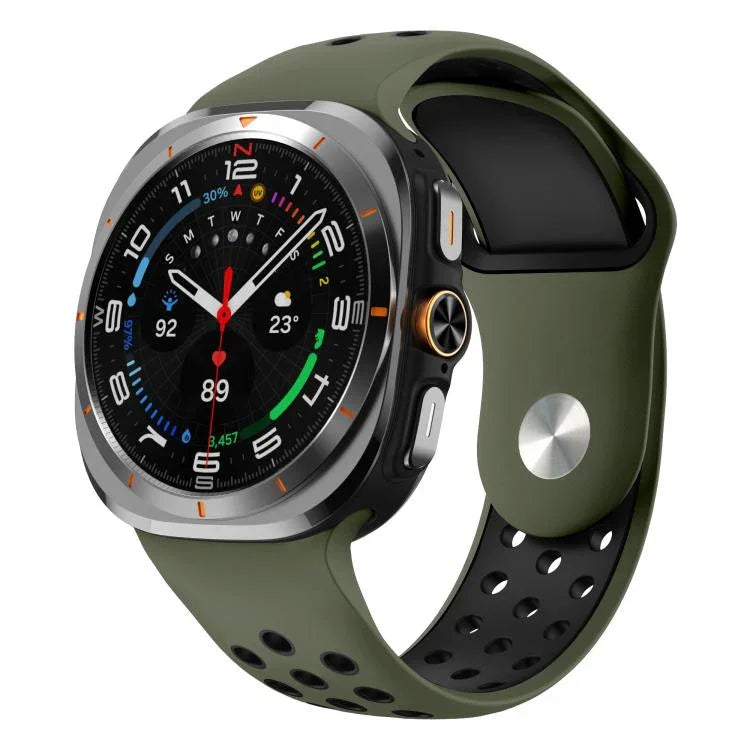 Two Color Round Holes Reverse Buckle Silicone Watch Band, For Samsung Galaxy Watch Ultra 47mm / Ultra 2025