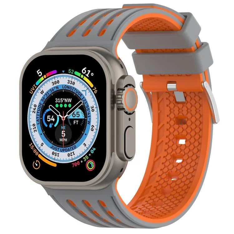 Vertical Holes Dual-Color Breathable Silicone Watch Band, For Apple Watch 46mm/ 49mm / 45mm / 44mm