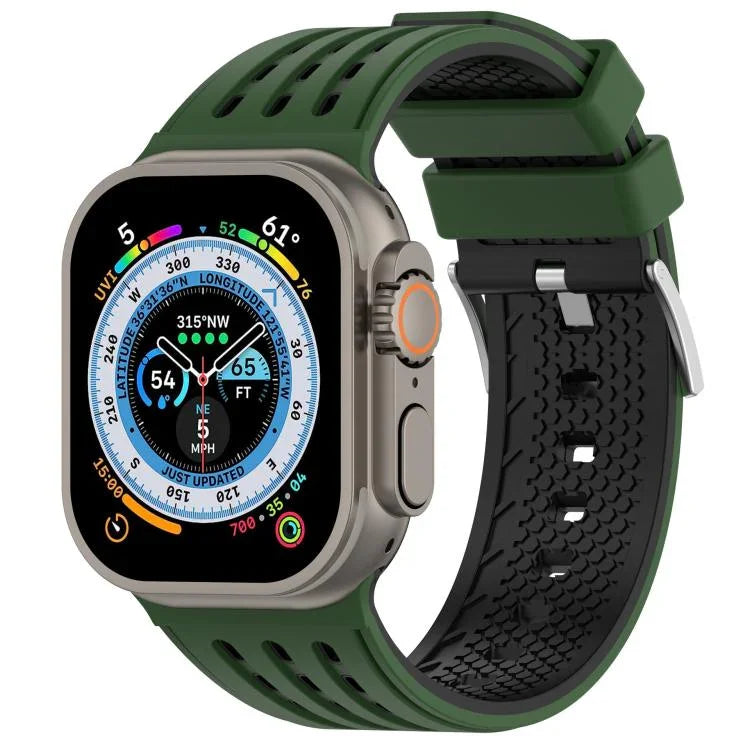 Vertical Holes Dual-Color Breathable Silicone Watch Band, For Apple Watch 46mm/ 49mm / 45mm / 44mm