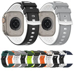 Vertical Holes Dual-Color Breathable Silicone Watch Band, For Apple Watch 46mm/ 49mm / 45mm / 44mm