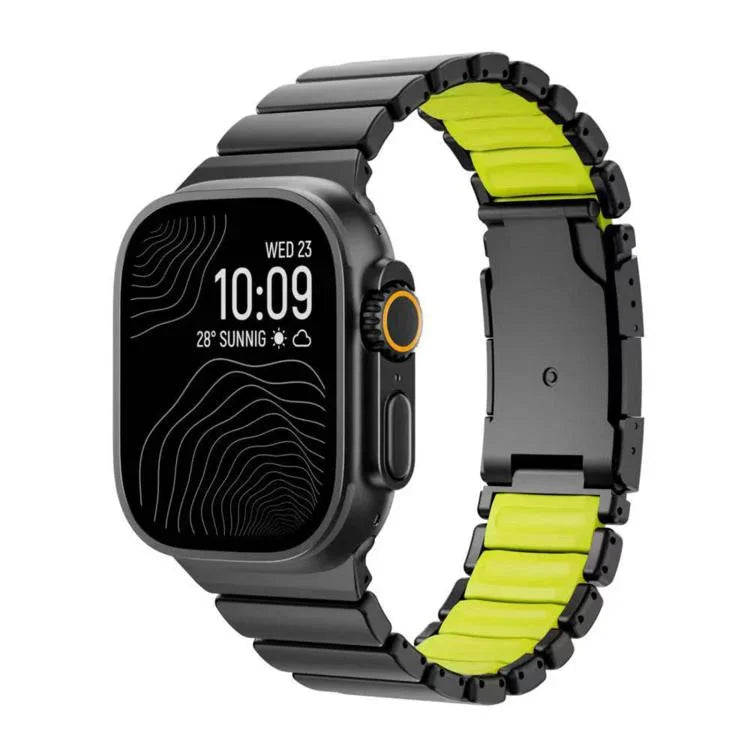 Turtle Buckle Dual-Color Titanium Metal Silicone Watch Band, For Apple Watch 46mm/ 49mm / 45mm / 44mm