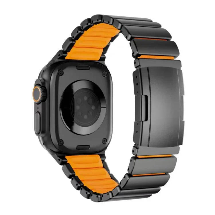 Turtle Buckle Dual-Color Titanium Metal Silicone Watch Band, For Apple Watch 46mm/ 49mm / 45mm / 44mm