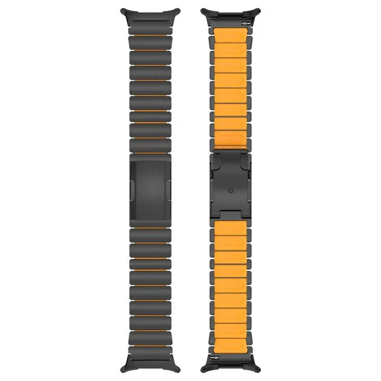 Turtle Buckle Dual Color Titanium Metal Silicone Watch Band, For Samsung Galaxy Watch8 / 8 Classic