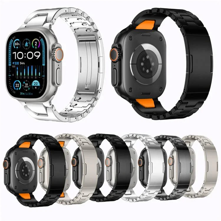 H-Type QuickB Release Butterfly Buckle Stainless Steel Watch Band, For Apple Watch 44mm / 45mm / 46mm / 49mm, For Apple Watch 42mm / 41mm / 40mm / 38mm
