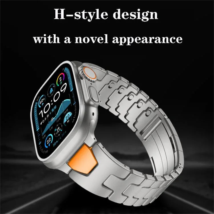 H-Type QuickB Release Butterfly Buckle Stainless Steel Watch Band, For Apple Watch 44mm / 45mm / 46mm / 49mm, For Apple Watch 42mm / 41mm / 40mm / 38mm