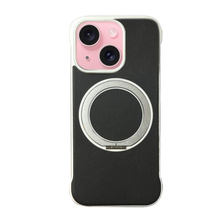 Frameless Leather-Skin PC MagSafe Holder Phone Case, For iPhone 16 Plus, For iPhone 16, For iPhone 15 Pro Max, For iPhone 15 Pro, For iPhone 15 Plus, For iPhone 15
