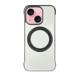 Frameless Leather-Skin PC MagSafe Holder Phone Case, For iPhone 16 Plus, For iPhone 16, For iPhone 15 Pro Max, For iPhone 15 Pro, For iPhone 15 Plus, For iPhone 15