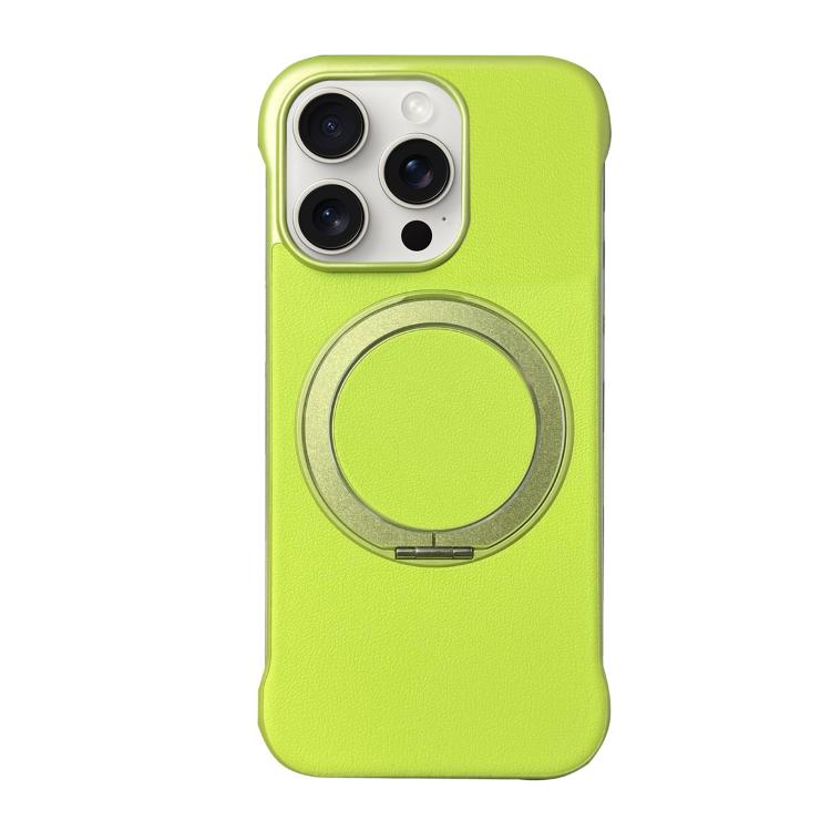 Frameless Leather-Skin PC MagSafe Holder Phone Case, For iPhone 16 Plus, For iPhone 16, For iPhone 15 Pro Max, For iPhone 15 Pro, For iPhone 15 Plus, For iPhone 15