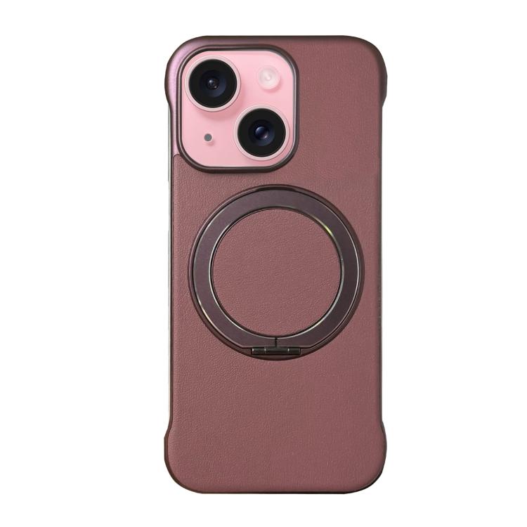 Frameless Leather-Skin PC MagSafe Holder Phone Case, For iPhone 16 Plus, For iPhone 16, For iPhone 15 Pro Max, For iPhone 15 Pro, For iPhone 15 Plus, For iPhone 15