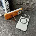 Frameless Leather-Skin PC MagSafe Holder Phone Case, For iPhone 16 Plus, For iPhone 16, For iPhone 15 Pro Max, For iPhone 15 Pro, For iPhone 15 Plus, For iPhone 15