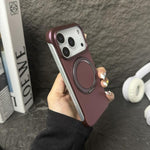 Frameless Leather-Skin PC MagSafe Holder Phone Case, For iPhone 17 Pro Max, For iPhone 17 Pro, For iPhone 17, For iPhone Air, For iPhone 16 Pro Max, For iPhone 16 Pro