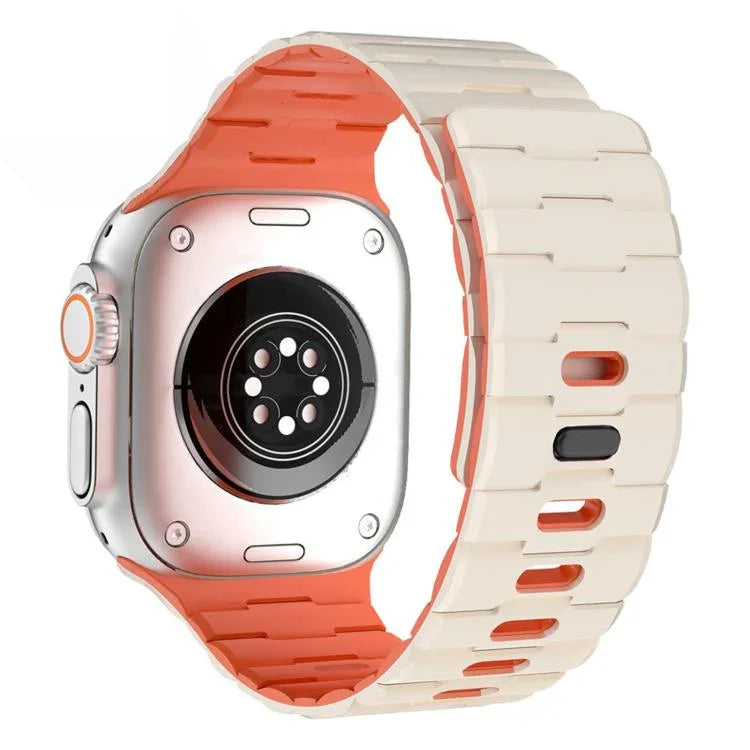 Horse-Embossed Single-Pin Magnetic Silicone Watch Band, For Apple Watch 46mm / 49mm / 45mm / 44mm