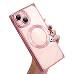 Right Angle Square Electroplated CD Pattern TPU MagSafe Phone Case, For iPhone 16 Plus, For iPhone 16, For iPhone 15 Pro Max, For iPhone 15 Pro, For iPhone 15 Plus, For iPhone 15