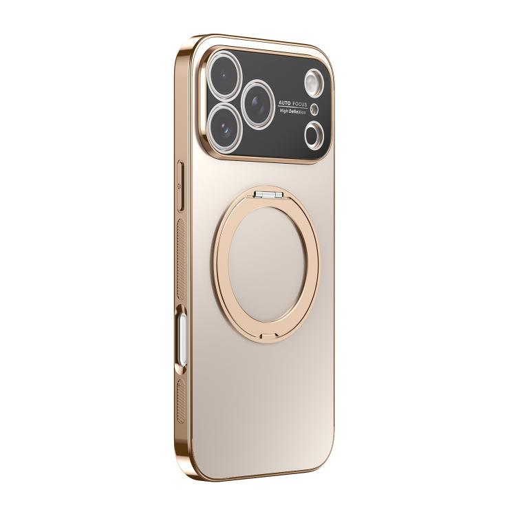 360 Degree Rotating Holder MagSafe Electroplated Phone Case with Lens Cover, For iPhone 17 Pro Max, For iPhone 17 Pro, For iPhone 17, For iPhone Air, For iPhone 16 Pro Max, For iPhone 16 Pro