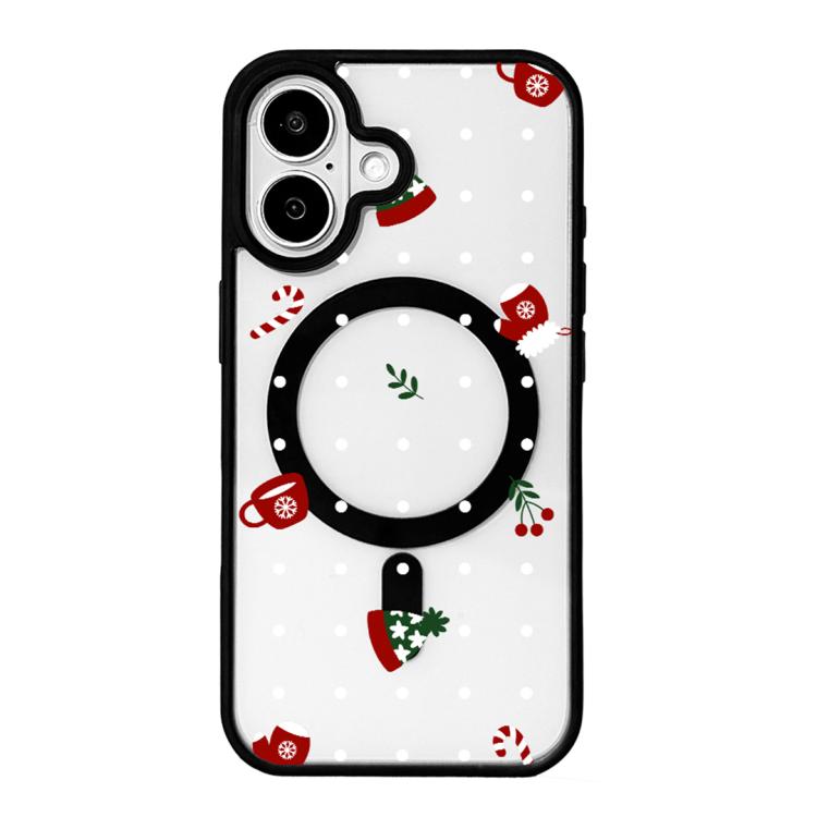 Christmas Series Strong Magnetic Painted Black Edge Phone Case, For iPhone 16 Pro Max, For iPhone 16 Pro, For iPhone 16