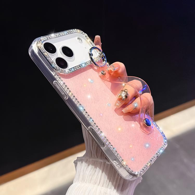Rhinestone Glitter Wristband Holder Phone Case, For iPhone 17 Pro Max