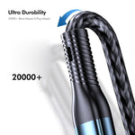 ENKAY 3-in-1 120W USB to 8 Pin / Type-C / Micro USB Nylon Braided Fast Charging Cable, Length: 1.2m, ENK-CB184