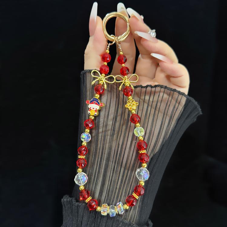Fortune Crystal Auspicious Water Crystal Necklace, Red, Green