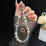 Heart Tassel Pearl Necklace, Pink, Green, Blue, Gray, White