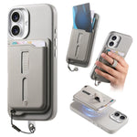 Detachable Magnetic Card Bag Phone Case with Finger Ring Grip & Anti-loss Rope, For iPhone 17e / 16e, For iPhone 17 Pro Max, For iPhone 17 Pro, For iPhone 17, For iPhone Air, For iPhone 16 Plus