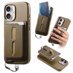 Detachable Magnetic Card Bag Phone Case with Finger Ring Grip & Anti-loss Rope, For iPhone 17e / 16e, For iPhone 17 Pro Max, For iPhone 17 Pro, For iPhone 17, For iPhone Air, For iPhone 16 Plus
