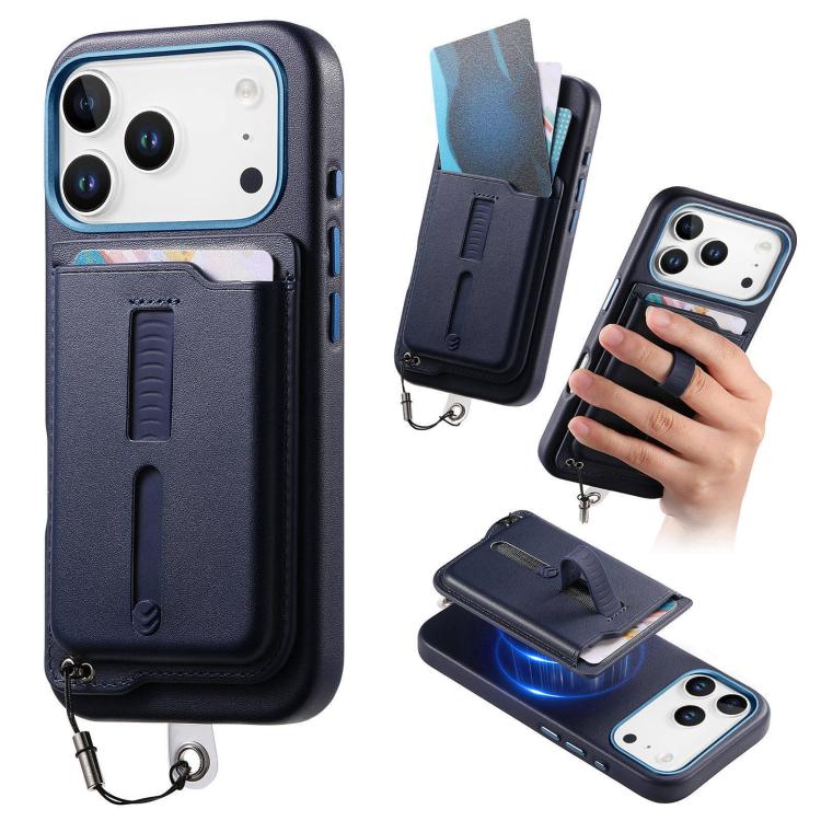Detachable Magnetic Card Bag Phone Case with Finger Ring Grip & Anti-loss Rope, For iPhone 17e / 16e, For iPhone 17 Pro Max, For iPhone 17 Pro, For iPhone 17, For iPhone Air, For iPhone 16 Plus