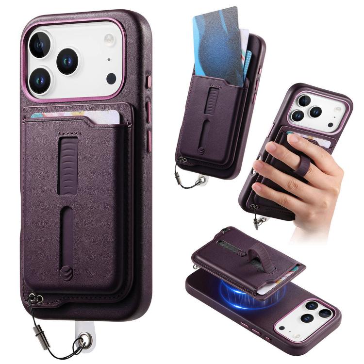 Detachable Magnetic Card Bag Phone Case with Finger Ring Grip & Anti-loss Rope, For iPhone 17e / 16e, For iPhone 17 Pro Max, For iPhone 17 Pro, For iPhone 17, For iPhone Air, For iPhone 16 Plus